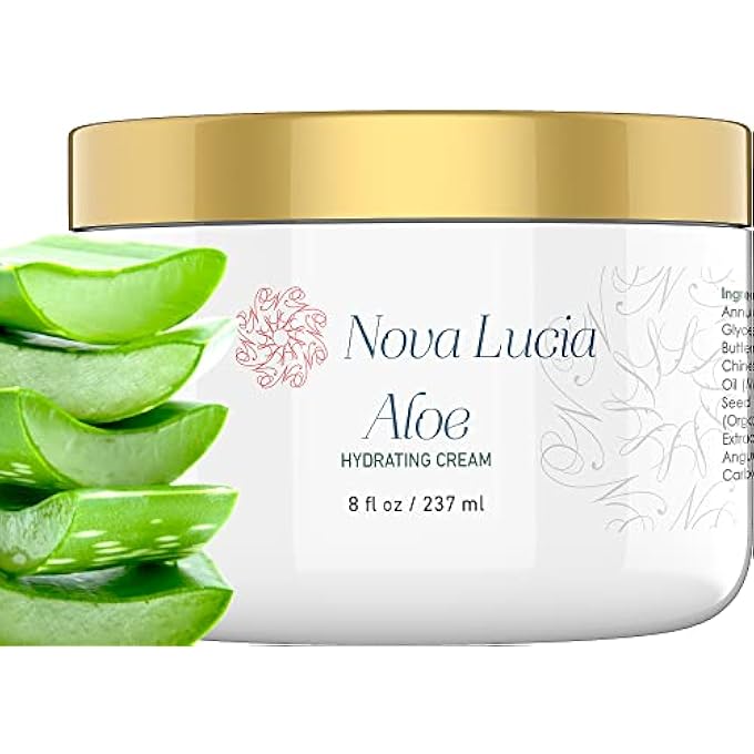 Nova Lucia LARGE 8 OZ CONTAINER HAWAIIAN ALOE VERA FACE MOISTURIZER TO USE DAY OR NIGHT FOR SUNBURN RELIEF, ECZEMA, ANTI WRINKLE FOR MEN WOMEN ALL SKIN TYPES BETTER THAN ALOE VERA GEL, 100% PURE ALOE VERA JUICE - Image 1